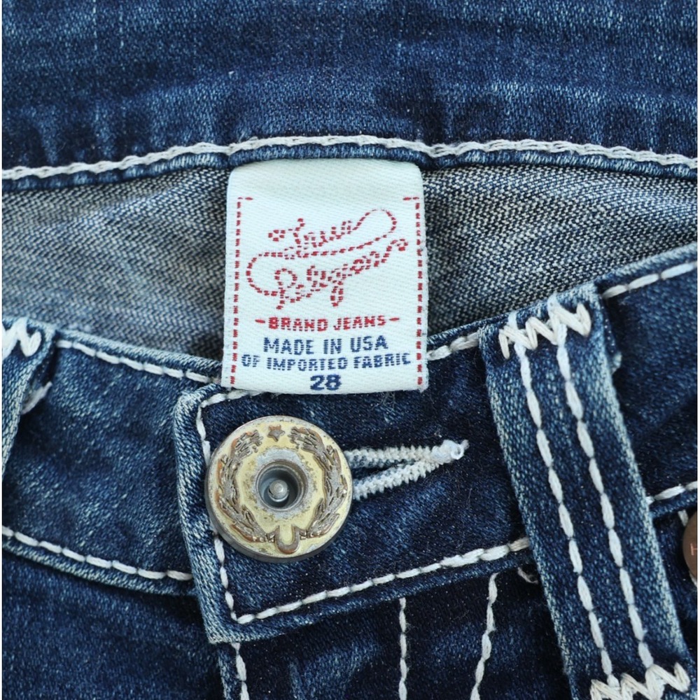 True Religion Josie Shorts Women's 28 Blue Dark Wash Denim Cuffed Flap Pockets - Picture 3 of 13